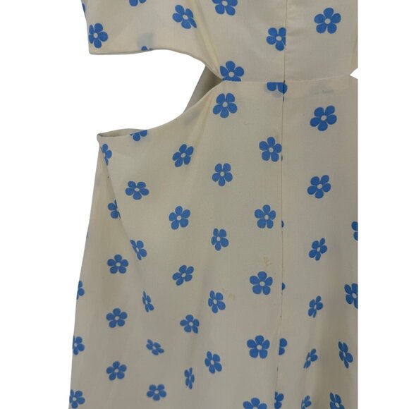 NWT Cider Floral Cutout & Keyhole Cream & Blue Boho Cottagecore Mini Dress - Picture 11 of 16